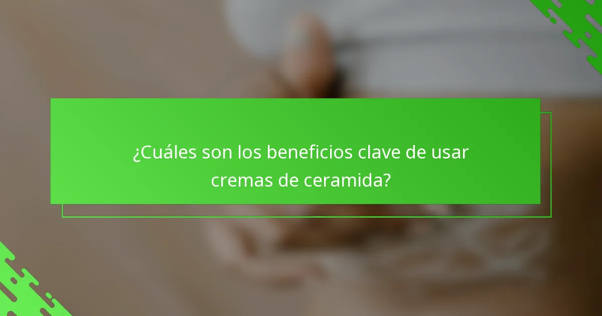 ¿Cuáles son los beneficios clave de usar cremas de ceramida?