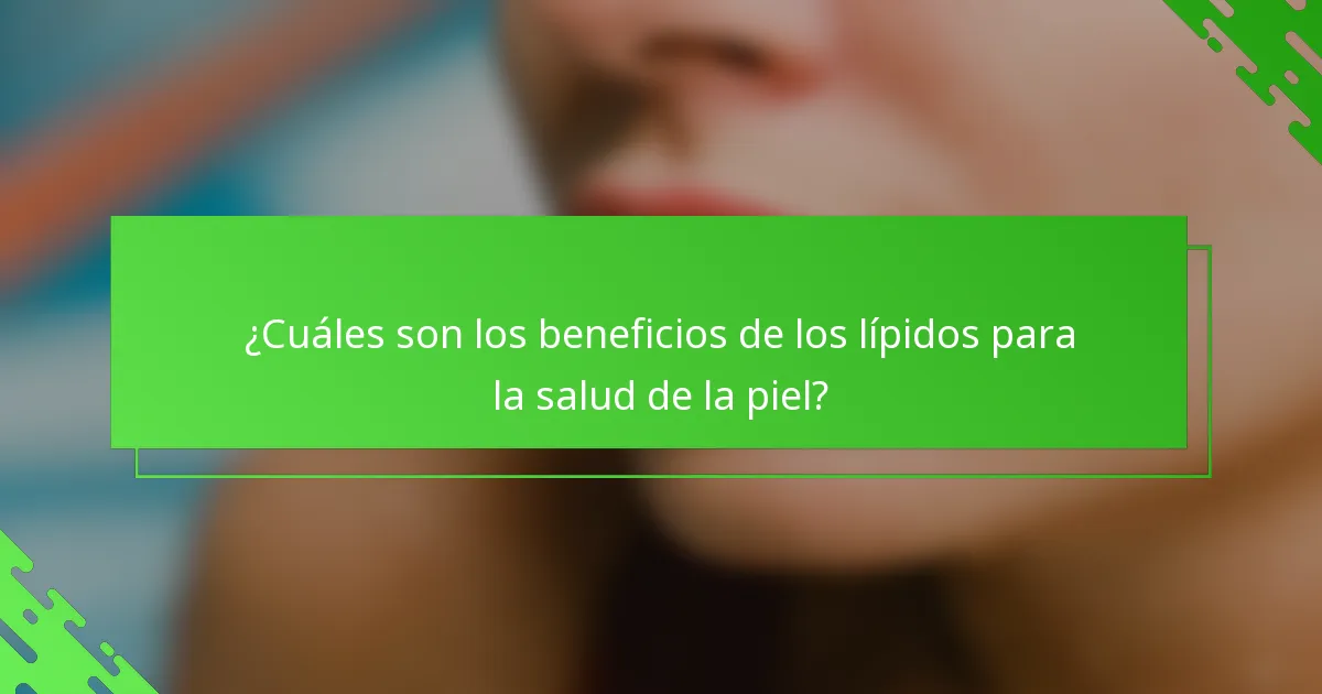 ¿Cuáles son los beneficios de los lípidos para la salud de la piel?