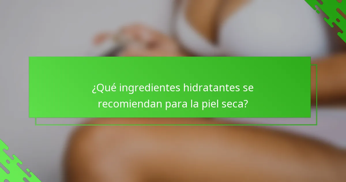 ¿Qué ingredientes hidratantes se recomiendan para la piel seca?
